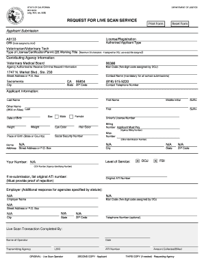 California Live Scan Request Form