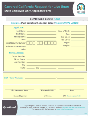 Covered California Live Scan Request Form