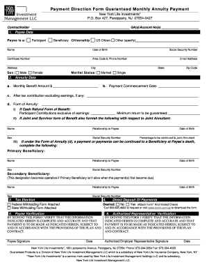Guaranteed Monthly Annuity Payment Direction Form