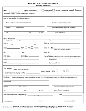 Request for Live Scan Service