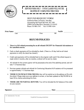 California State University Refund Request Form