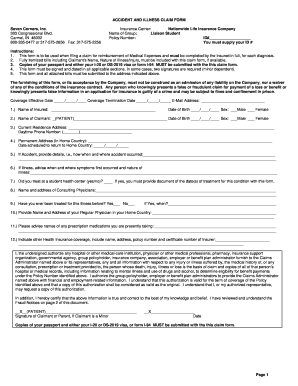Accident and Illness Claim Form