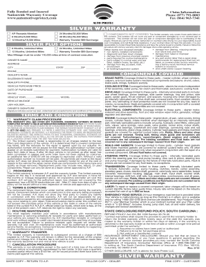 Vehicle Warranty Claim Form