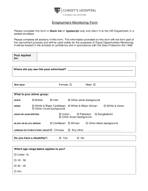 Employment Monitoring Form