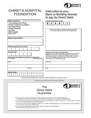 Christ's Hospital Foundation Direct Debit Instruction Form