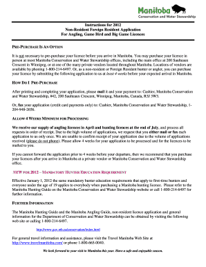 Non-Resident Angling and Hunting Licence Application