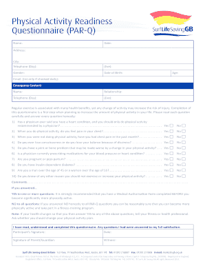 Physical Activity Readiness Questionnaire (PAR-Q)