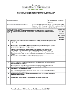 Clinical Practice Review Tool Summary