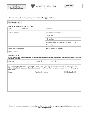 Academic Application Form