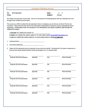 Employee Physician Survey Form