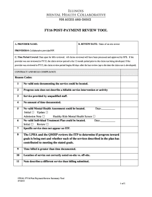 FY16 Post-Payment Review Tool
