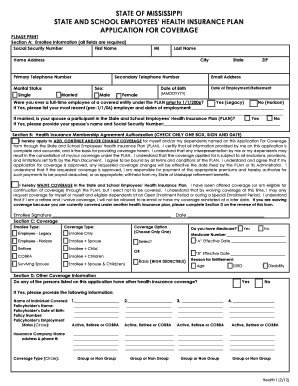 Mississippi State and School Employees Health Insurance Application