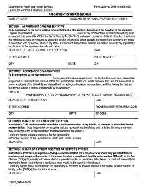 Appointment of Representative for Medicare Claims