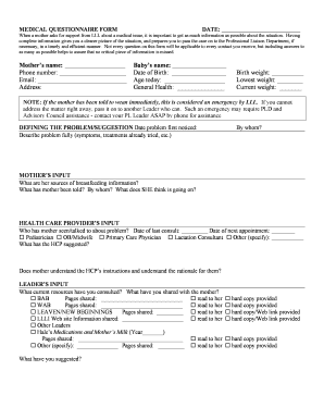 Medical Questionnaire Form