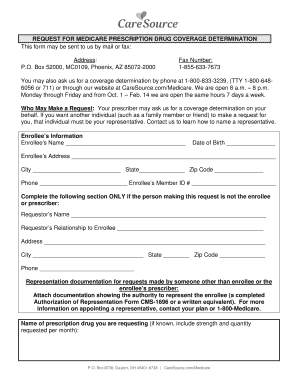 Medicare Prescription Drug Coverage Determination Form