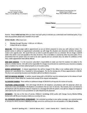 Patient Consent and Financial Policy Form