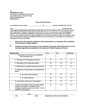 Proxy and Instructions for Shareholders' Meeting