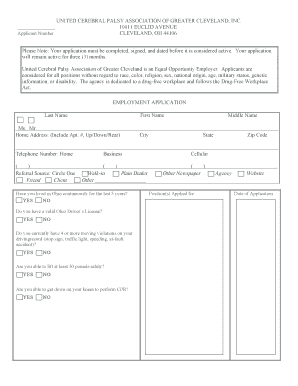 United Cerebral Palsy Employment Application
