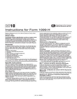 Instructions for Form 1099-H