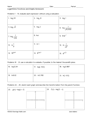 Logarithmic Functions Homework
