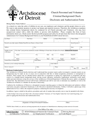 Church Volunteer Criminal Background Check Form