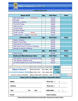 Printable Order Form