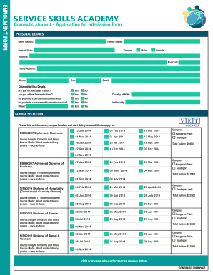 Australian Domestic Student Application Form