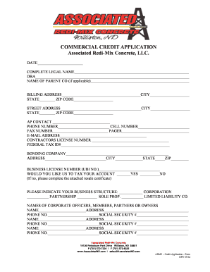 Commercial Credit Application Form