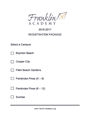 Franklin Academy Student Registration Form