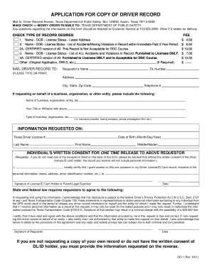 Texas Driver Record Application
