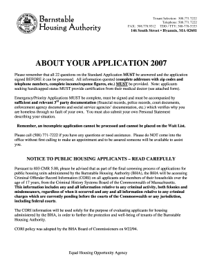 Standard Application for Housing