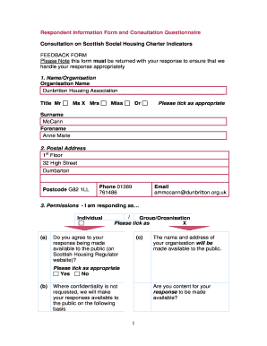 Scottish Social Housing Charter Feedback Form