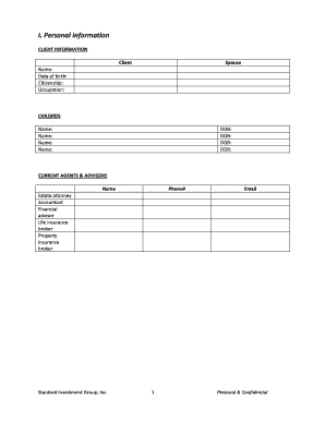 Initial Financial Planning Questionnaire
