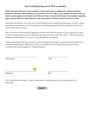 Fair Credit Reporting Act Notice and Authorization