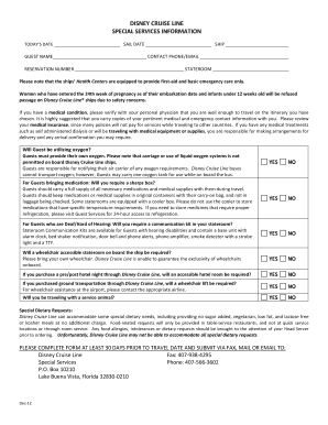 Disney Cruise Line Special Services Form