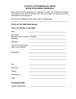 Science Publishers Book Publishing Proposal