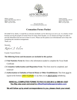 Texas Cremation Authorization Form