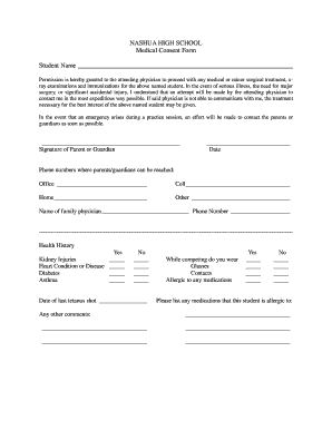 Nashua High School Medical Consent Form