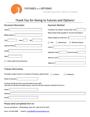 Futures and Options Donation Form
