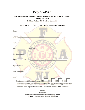 ProFirePAC Individual Voluntary Contribution Form