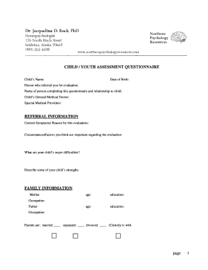 Child Youth Assessment Questionnaire