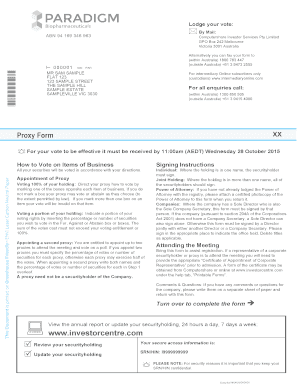 Proxy Form for Annual General Meeting