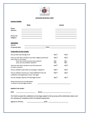 Wedding Booking Form