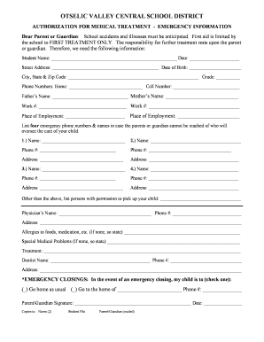 Authorization for Medical Treatment