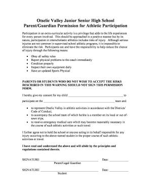 Parent Permission for Athletic Participation