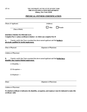 New York Physical Fitness Certification