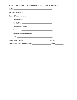 Employee Absence Report Form
