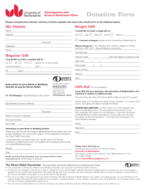 University of Bedfordshire Donation Form