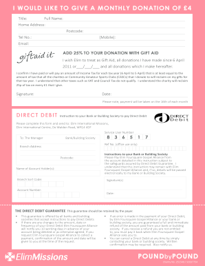 UK Gift Aid and Direct Debit Donation Form