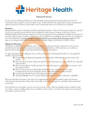 Heritage Health Payment for Services Form